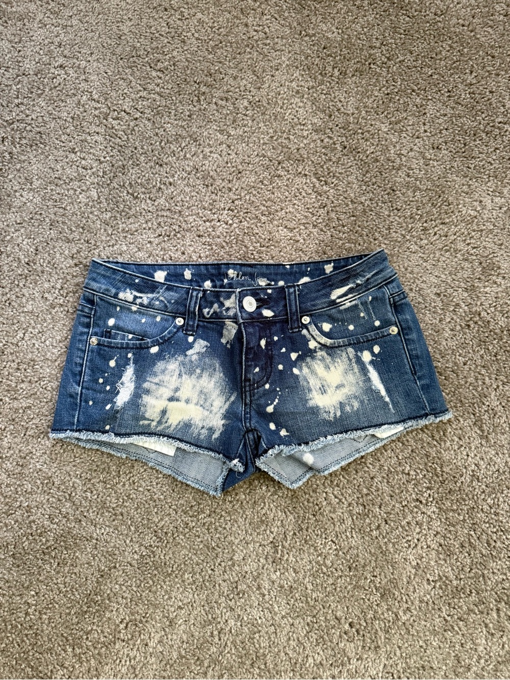 Vintage London blue Victoria’s Secret sz 2 cut off Paint Splatter Short Shorts